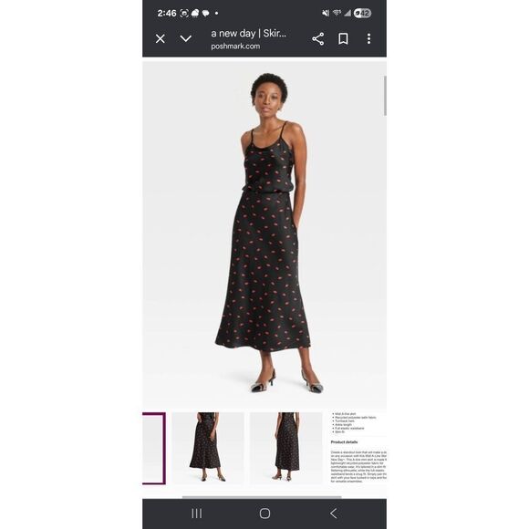 🎁3/$30🎁 A New Day Lips Print Midi Pencil  Skirt Sateen Black Sz M - Picture 11 of 11